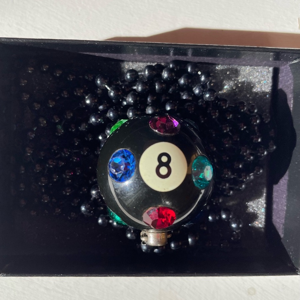 Billiard Multi-Jeweled Necklace on a Beaded Black 25” Non-Detachable String